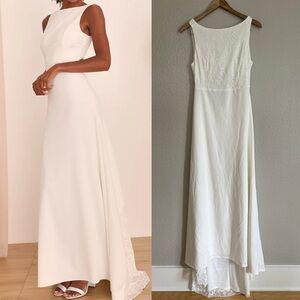 Radiant Forever White Lace Boat Neck Maxi Dress